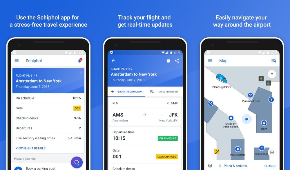 Schiphol app in the Google Play Store